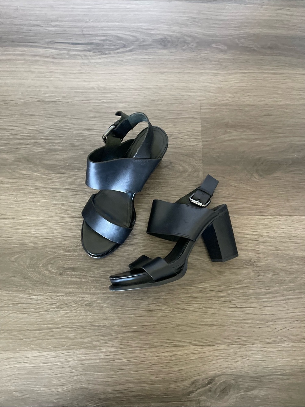 & other Stories black leather sandal heels